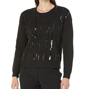 Calvin Klein Women's Black Sequin Crew Neck Sweater size medium